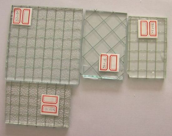 Polished 6mm Security Decorative Metal Mesh Laminated Wired Glass Building Wired Patterned Glass