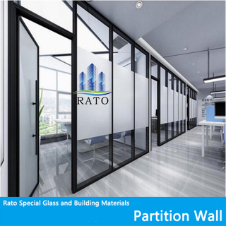 Commercial Double Glass Aluminum Office Partition with Louver Fireproof Glass Wall